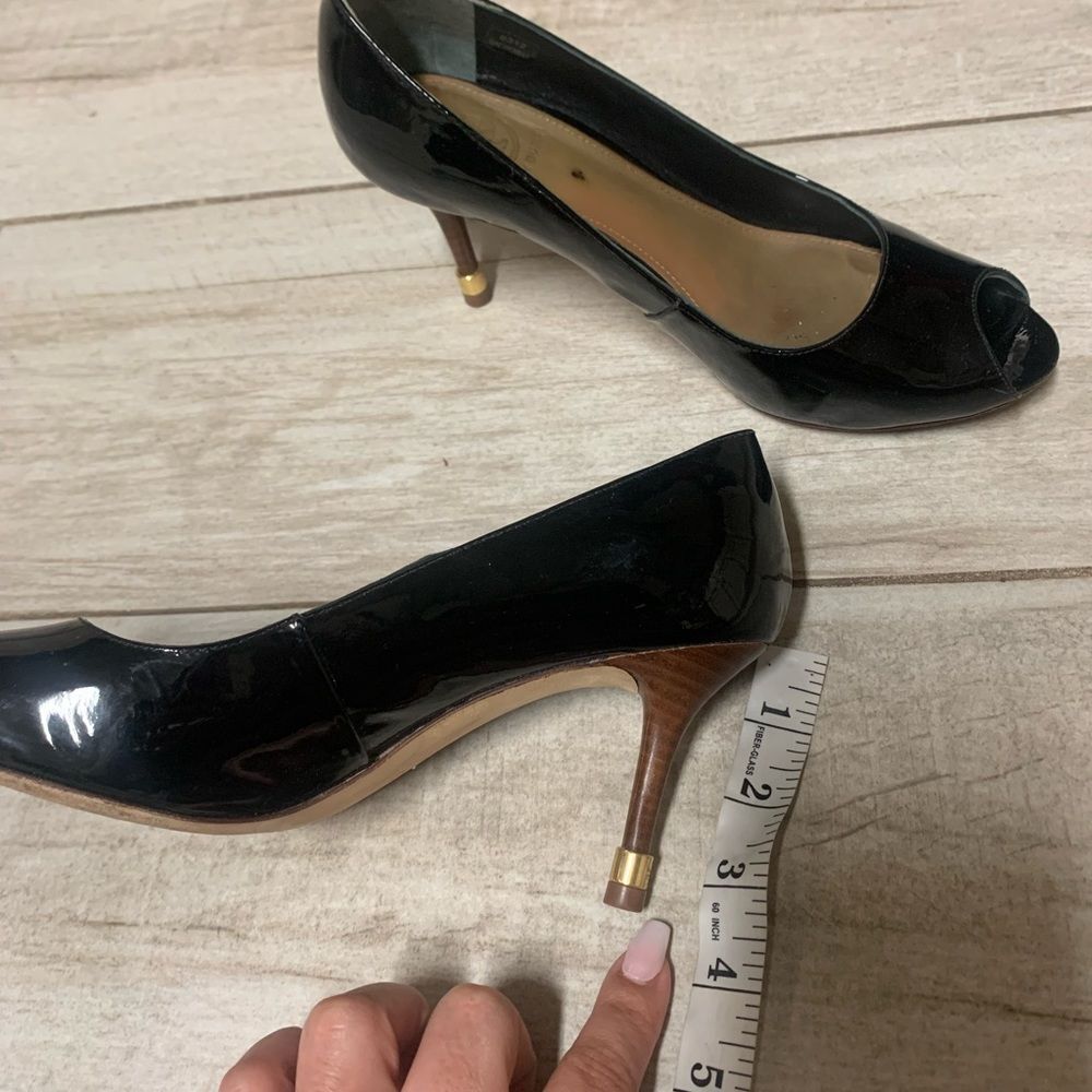 Tory Burch Rea Black Patent Peep Toe Heels - Picture 10 of 14
